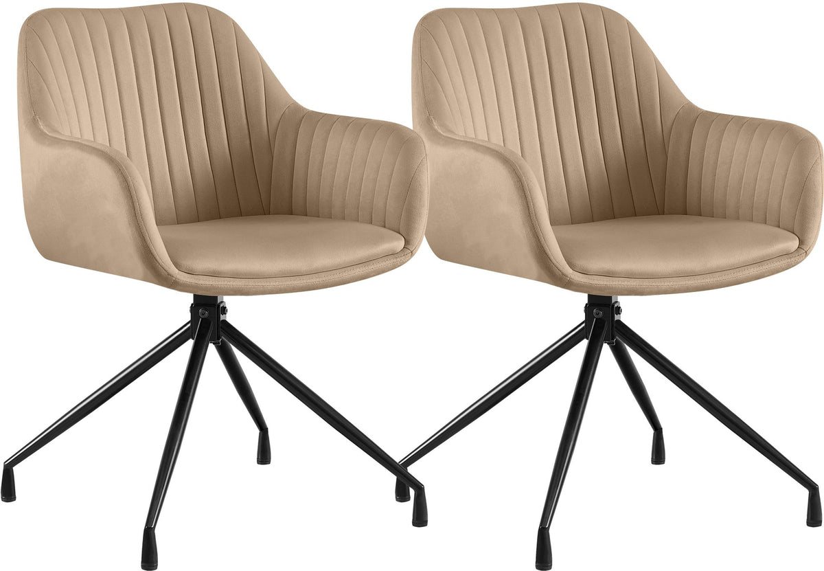 Set van 2 eetkamerstoelen Welby taupe,Fluweel taupe