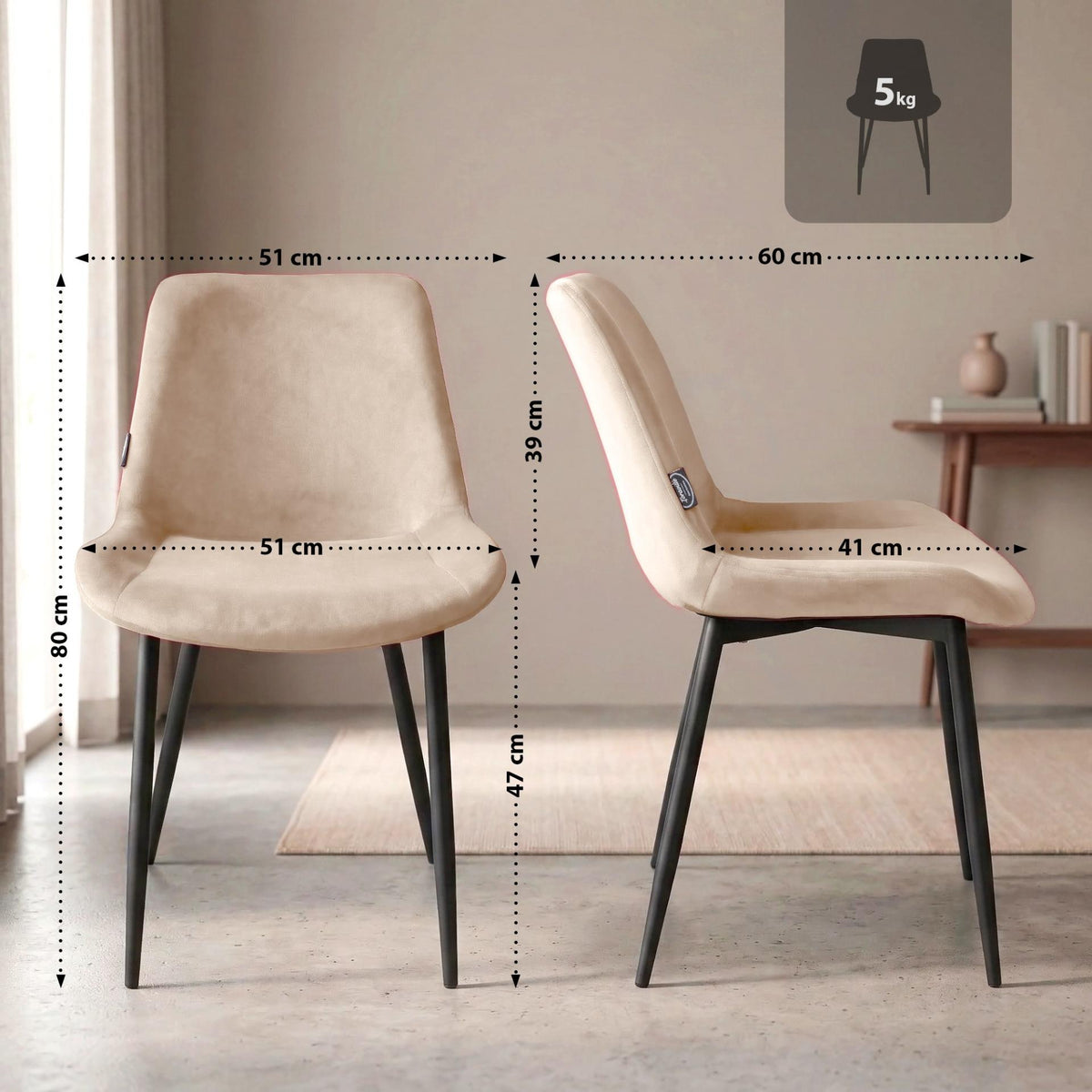 Esszimmerstuhl Victoria Samt creme