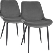 Set van 2 eetkamerstoelen Victoria fluweel grijs grau