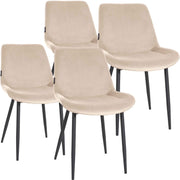 Victoria Eetkamerstoelen Fluweel - Set van 4 creme creme