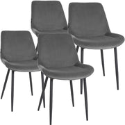 Victoria Eetkamerstoelen Fluweel - Set van 4 grijs grau