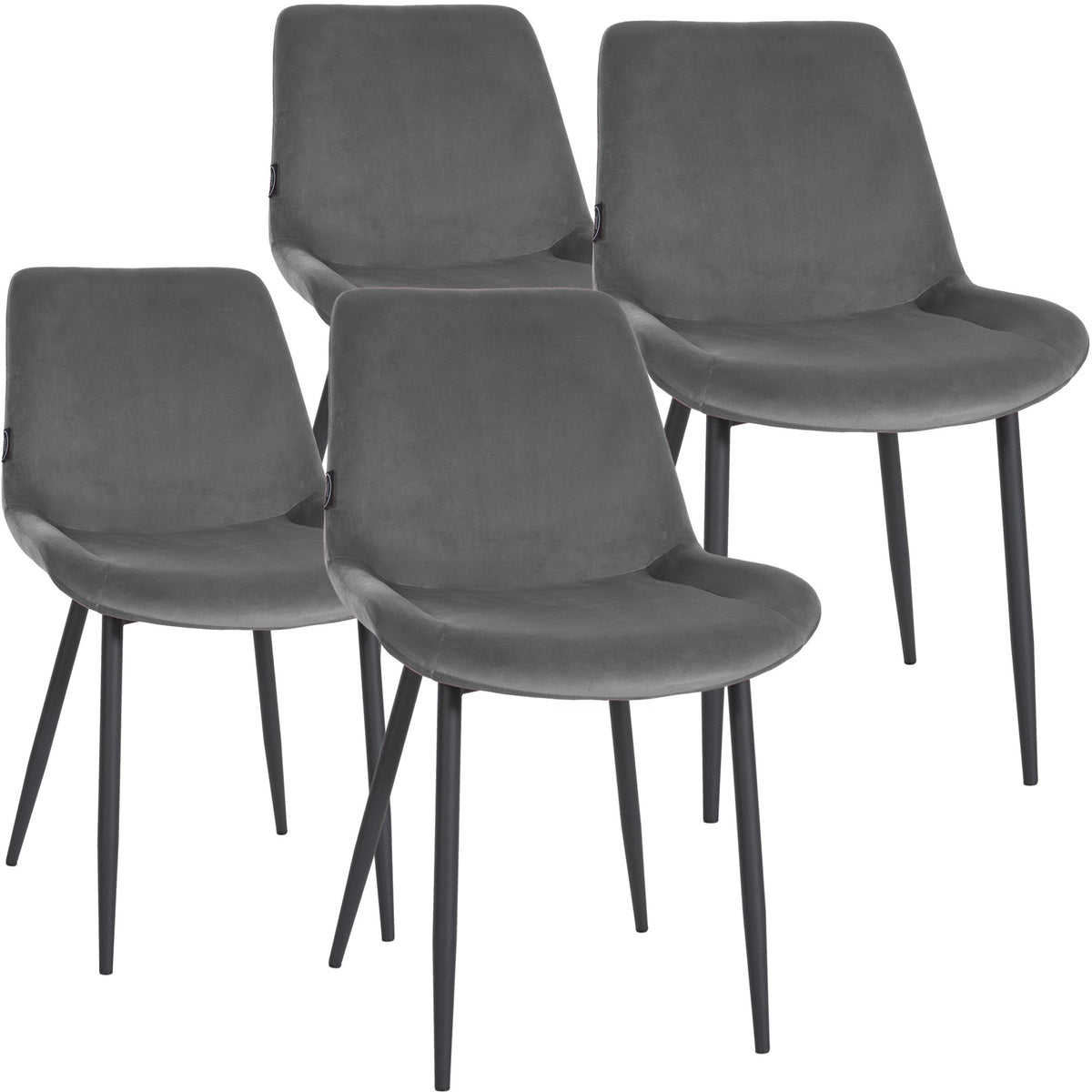 Victoria Eetkamerstoelen Fluweel - Set van 4 grijs grau