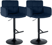 2er Set barkrukken Los Angeles fluweel blauw,zwart blau