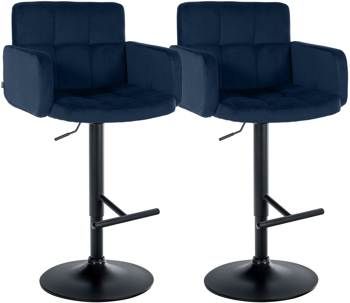 2er Set barkrukken Los Angeles fluweel blauw,zwart blau
