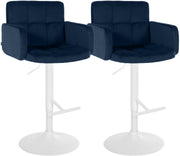 2er Set barkrukken Los Angeles fluweel blauw,wit blau