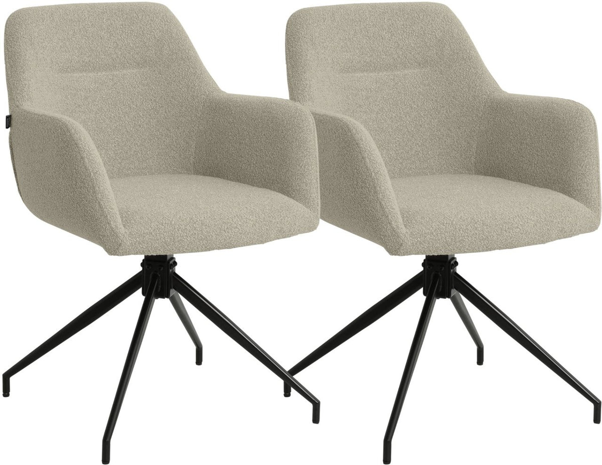 Set van 2 Eetkamerstoelen Merlinda met teddy stof taupe taupe