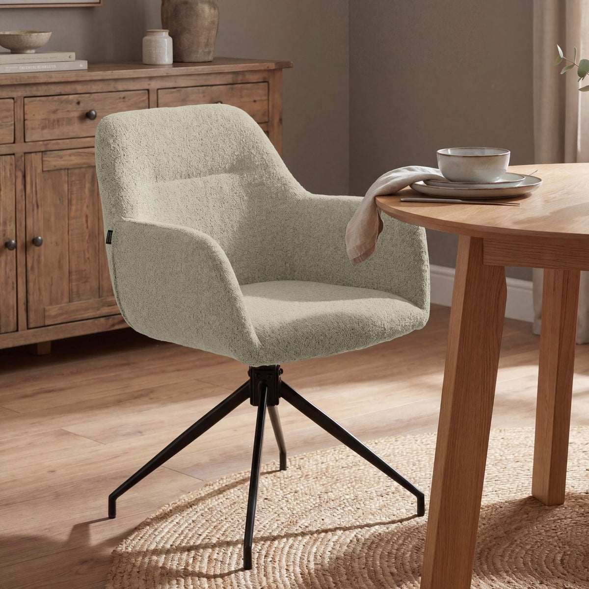 Set van 2 Eetkamerstoelen Merlinda met teddy stof taupe taupe