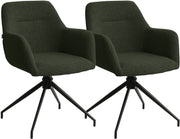 Set van 2 Eetkamerstoelen Merlinda met teddy stof donkergroen dunkelgrün