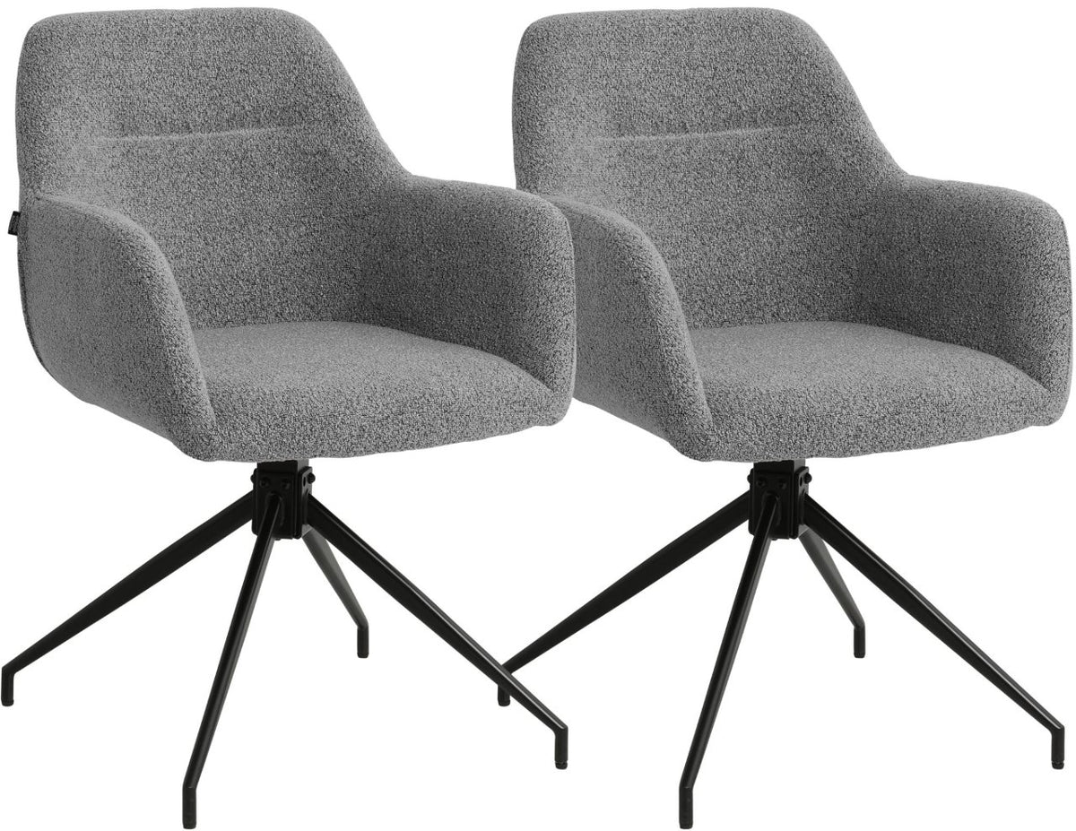 Set van 2 Eetkamerstoelen Merlinda met teddy stof grijs grau