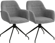 Set van 2 Eetkamerstoelen Merlinda met teddy stof grijs grau