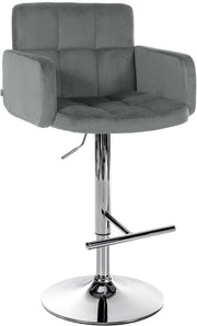 Barhocker Los Angeles Samt chrom grau