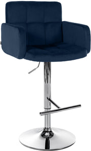 Barhocker Los Angeles Samt chrom blau
