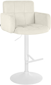 Barhocker Los Angeles Samt weiß creme