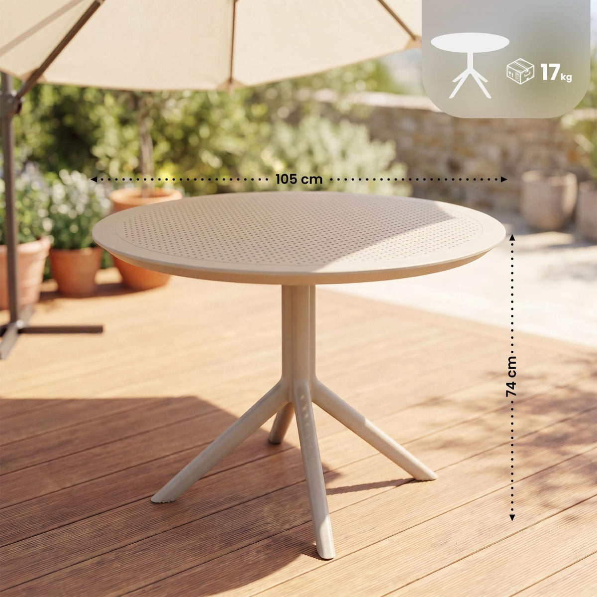 Tafel Sky 105 cm taupe taupe