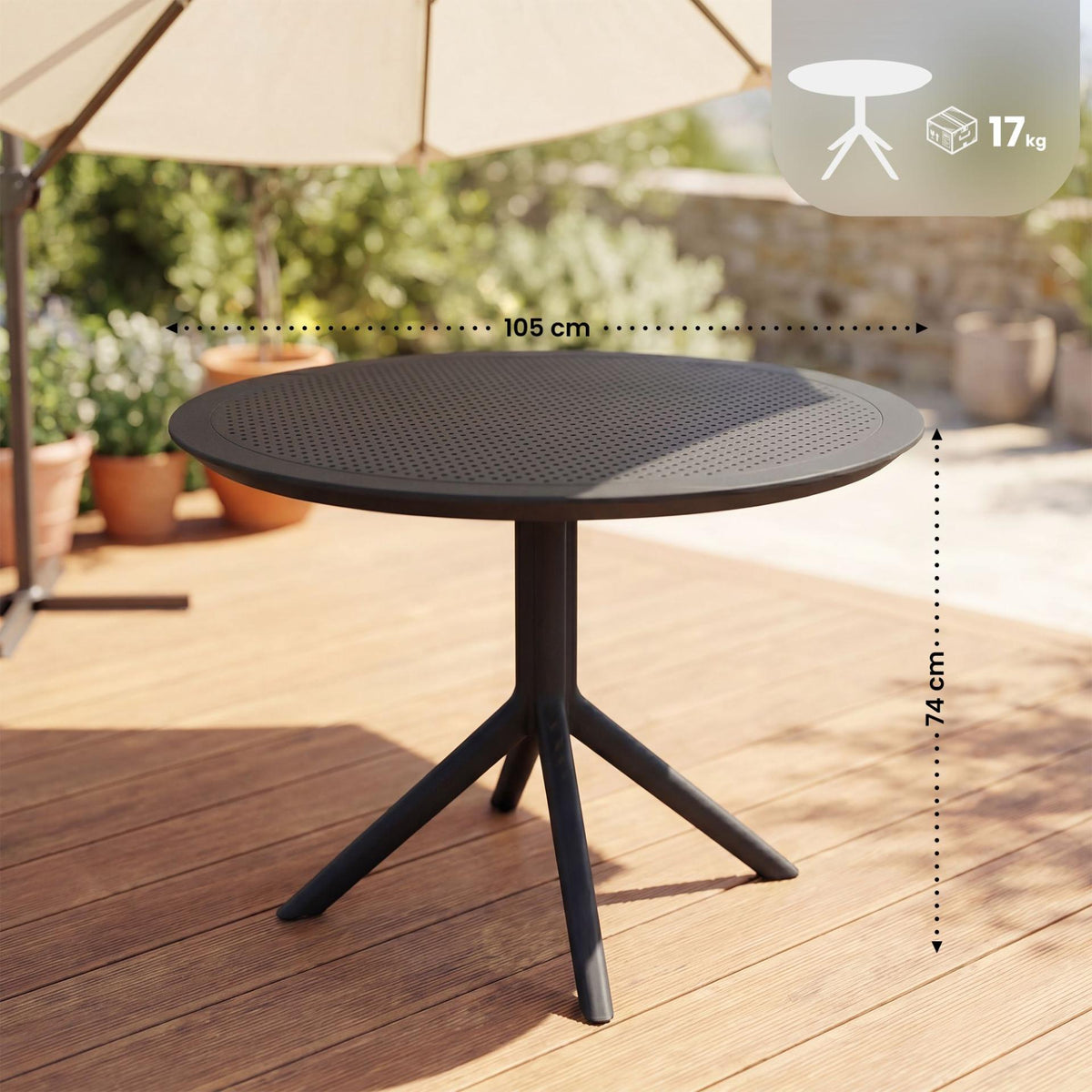 Tafel Sky 105 cm zwart schwarz