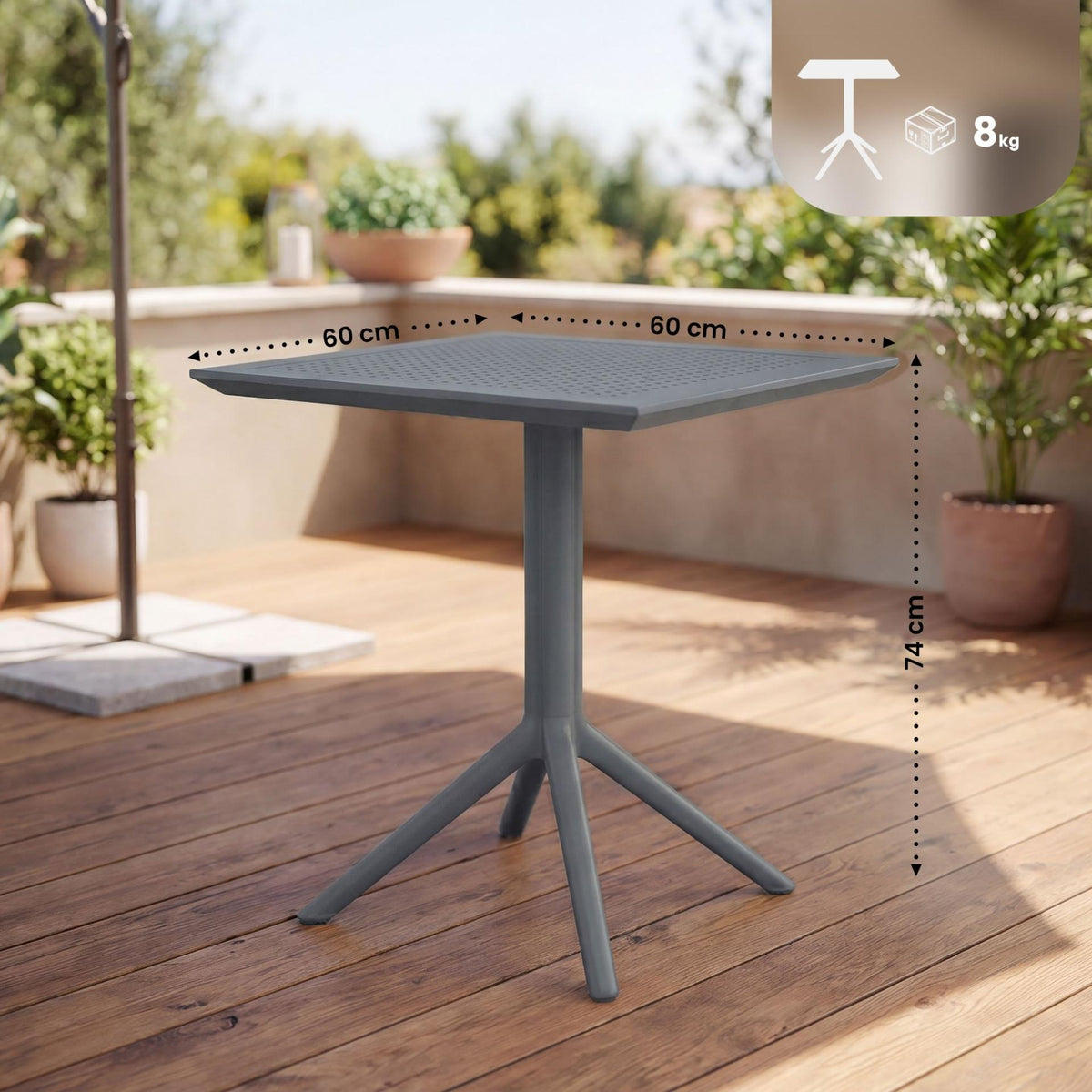 Klaptafel Sky donkergrijs,vierkant dunkelgrau
