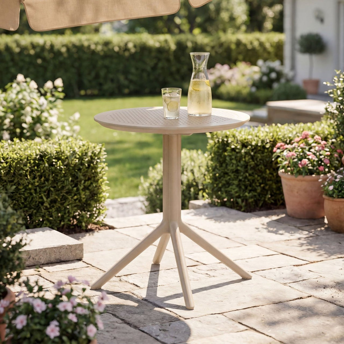 Klaptafel Sky taupe,rond taupe