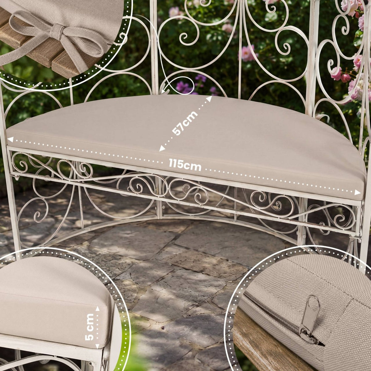 Zitkussen voor Halfpaviljoen Rosie creme creme