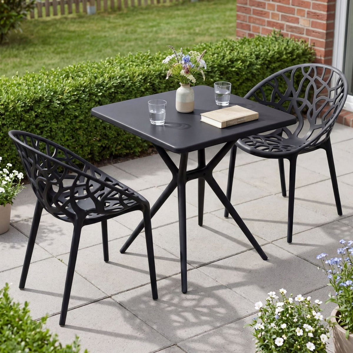 Tuinmeubelset Lumera met 2 stoelen zwart schwarz
