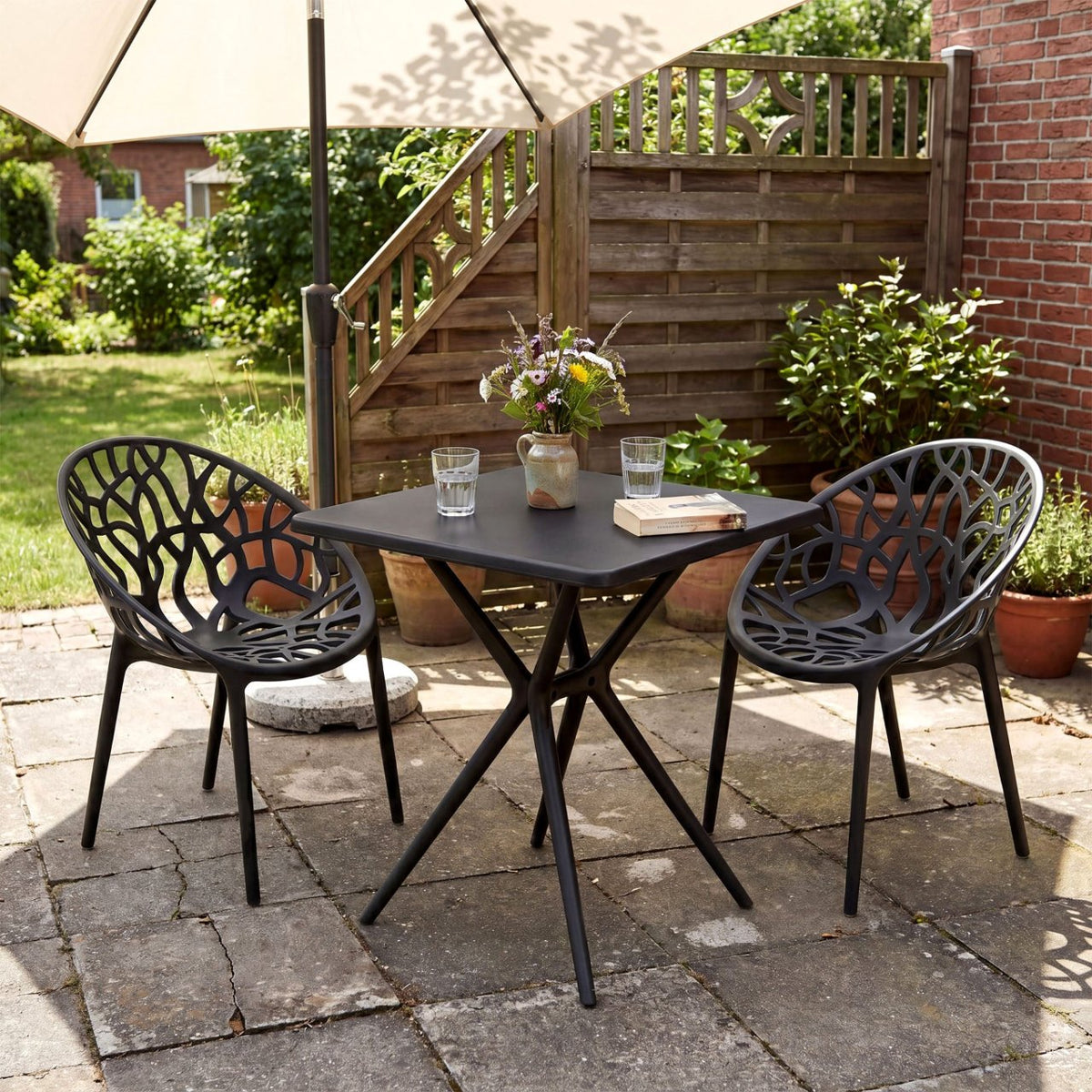 Tuinmeubelset Lumera met 2 stoelen zwart schwarz
