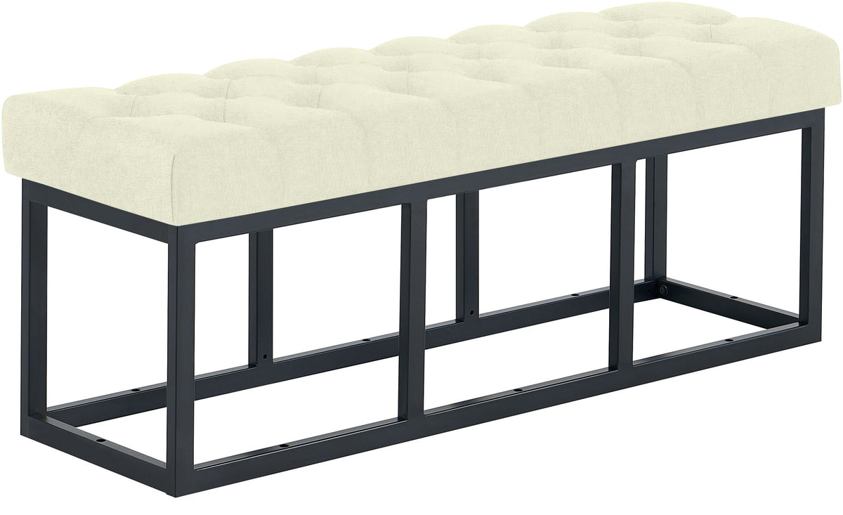 Zitbank Amun stof met zwart onderstel creme,120 cm creme