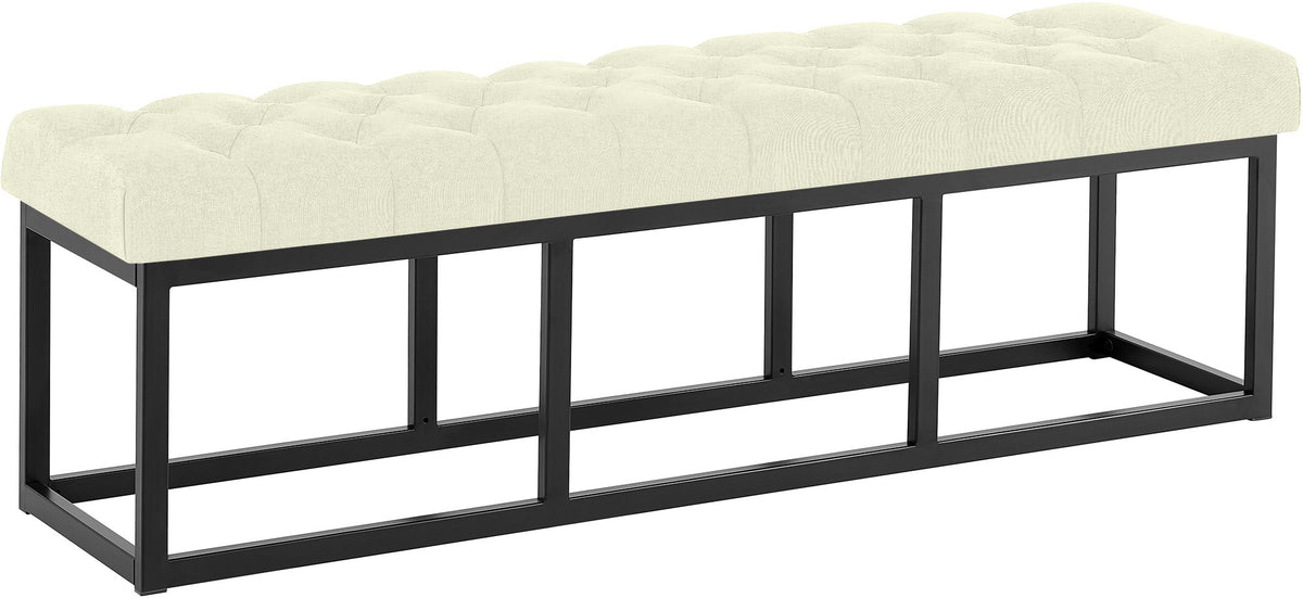 Zitbank Amun stof met zwart onderstel creme,150 cm creme