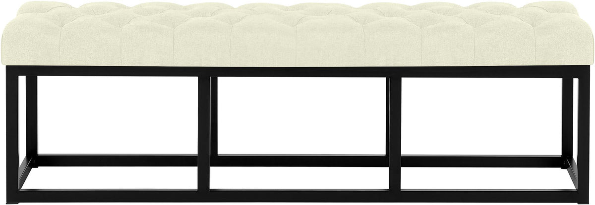 Zitbank Amun stof met zwart onderstel creme,150 cm creme