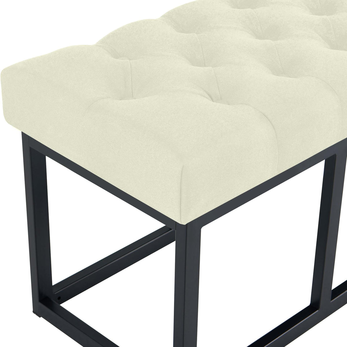 Zitbank Amun stof met zwart onderstel creme,150 cm creme
