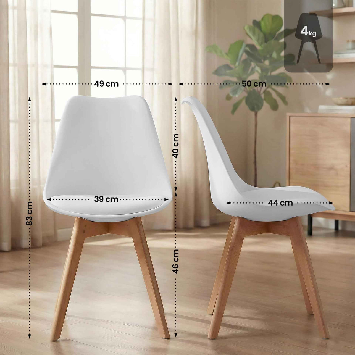 4er Set Stuhl Linares weiß