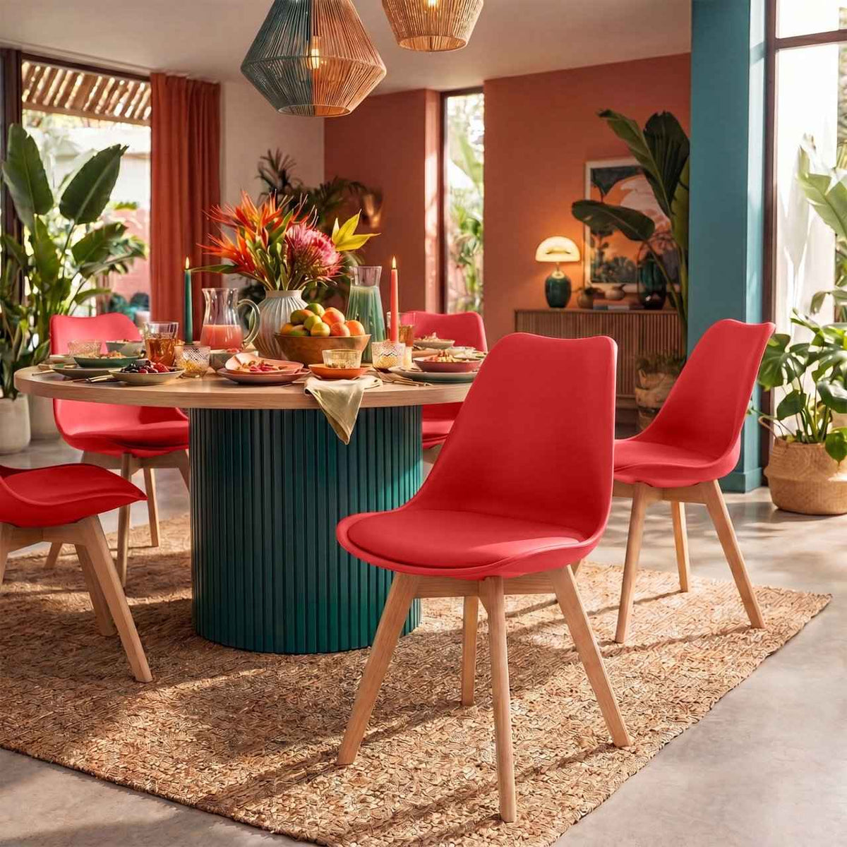 4er Set Stuhl Linares rot