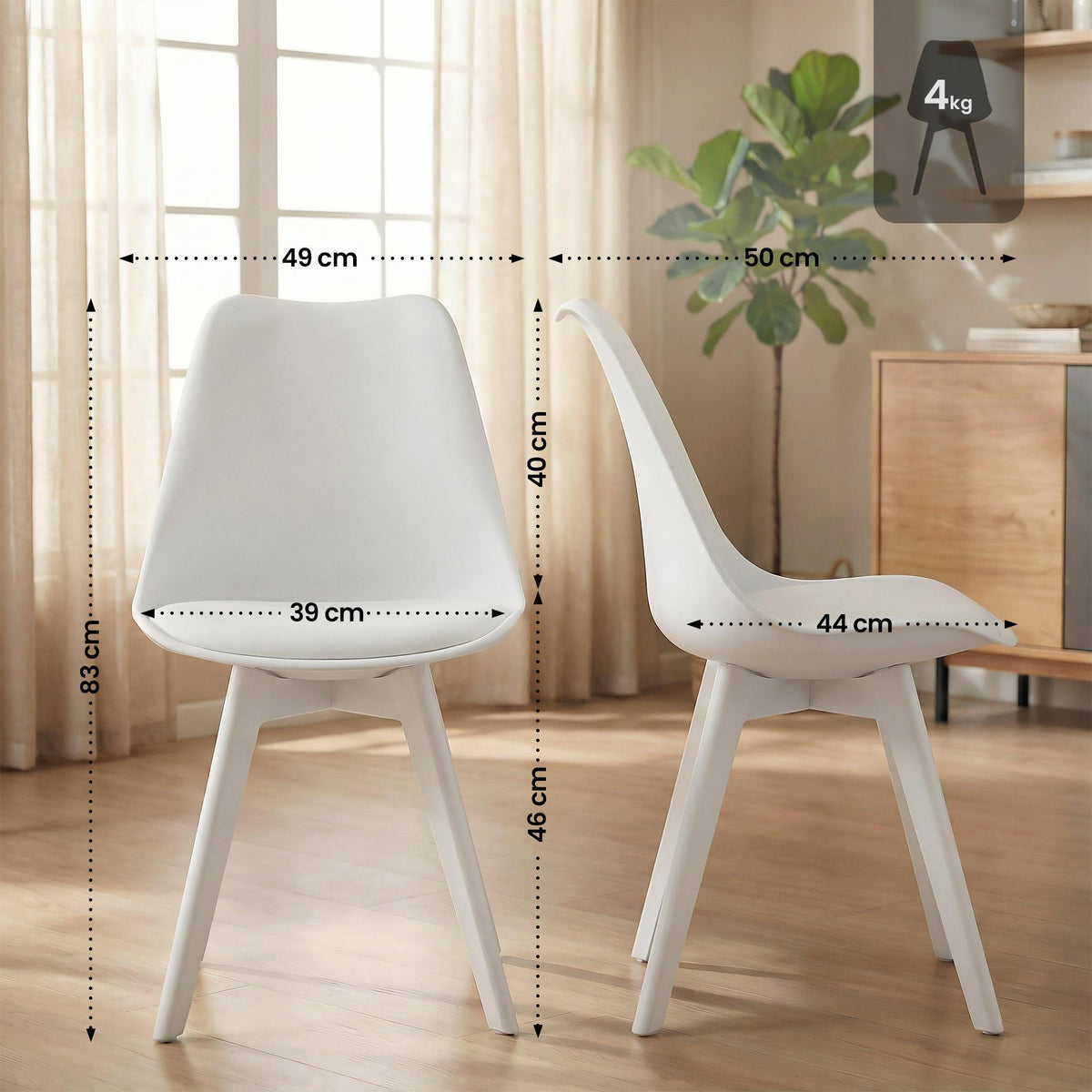 4er Set Stuhl Linares Kunststoff weiß/weiß