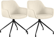 Set van 2 Eetkamerstoelen Novanis creme,Fluweel creme