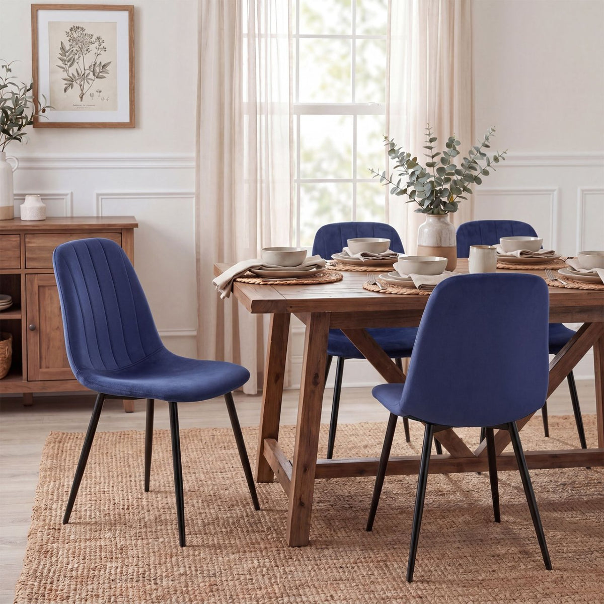 Eetkamerstoel Baxter fluweel blauw blau