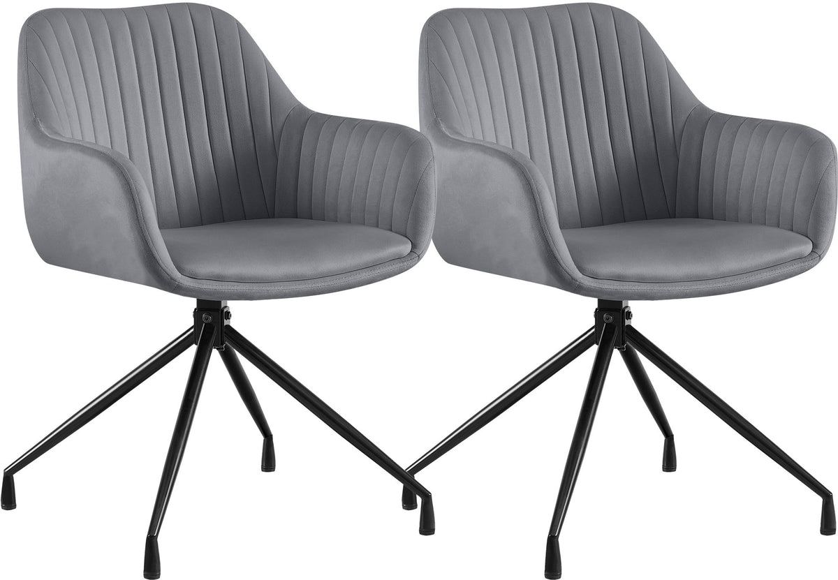 Set van 2 Eetkamerstoelen Novanis donkergrijs,Fluweel dunkelgrau