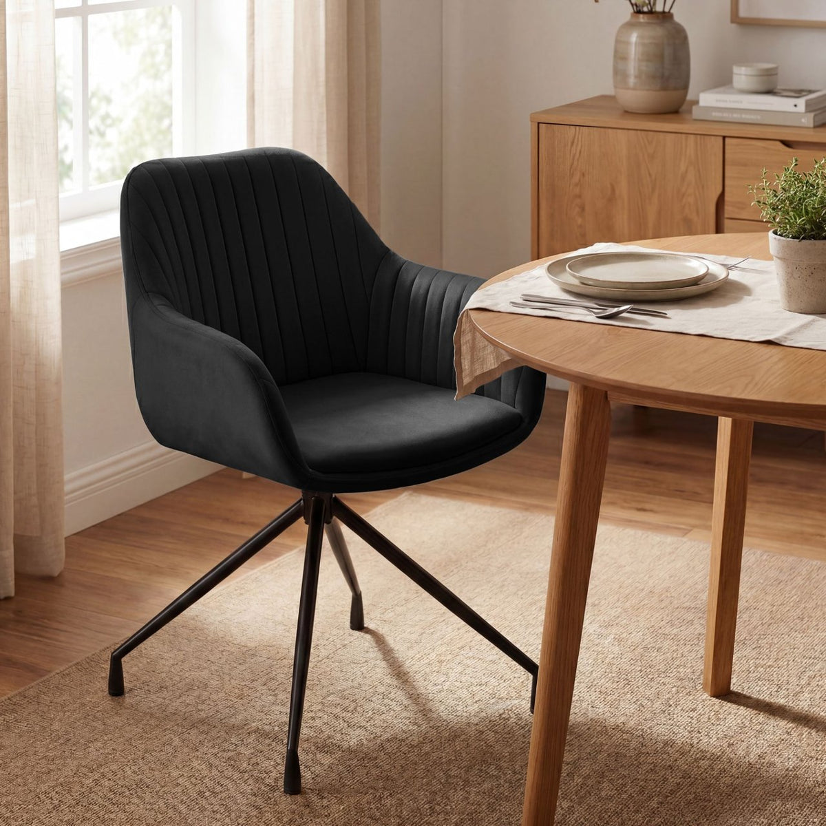 Set van 2 Eetkamerstoelen Novanis zwart,Fluweel schwarz