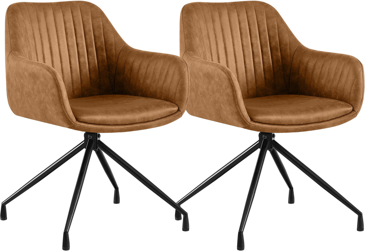 Set van 2 Eetkamerstoelen Novanis licht bruin,Vintage kunstleer hellbraun