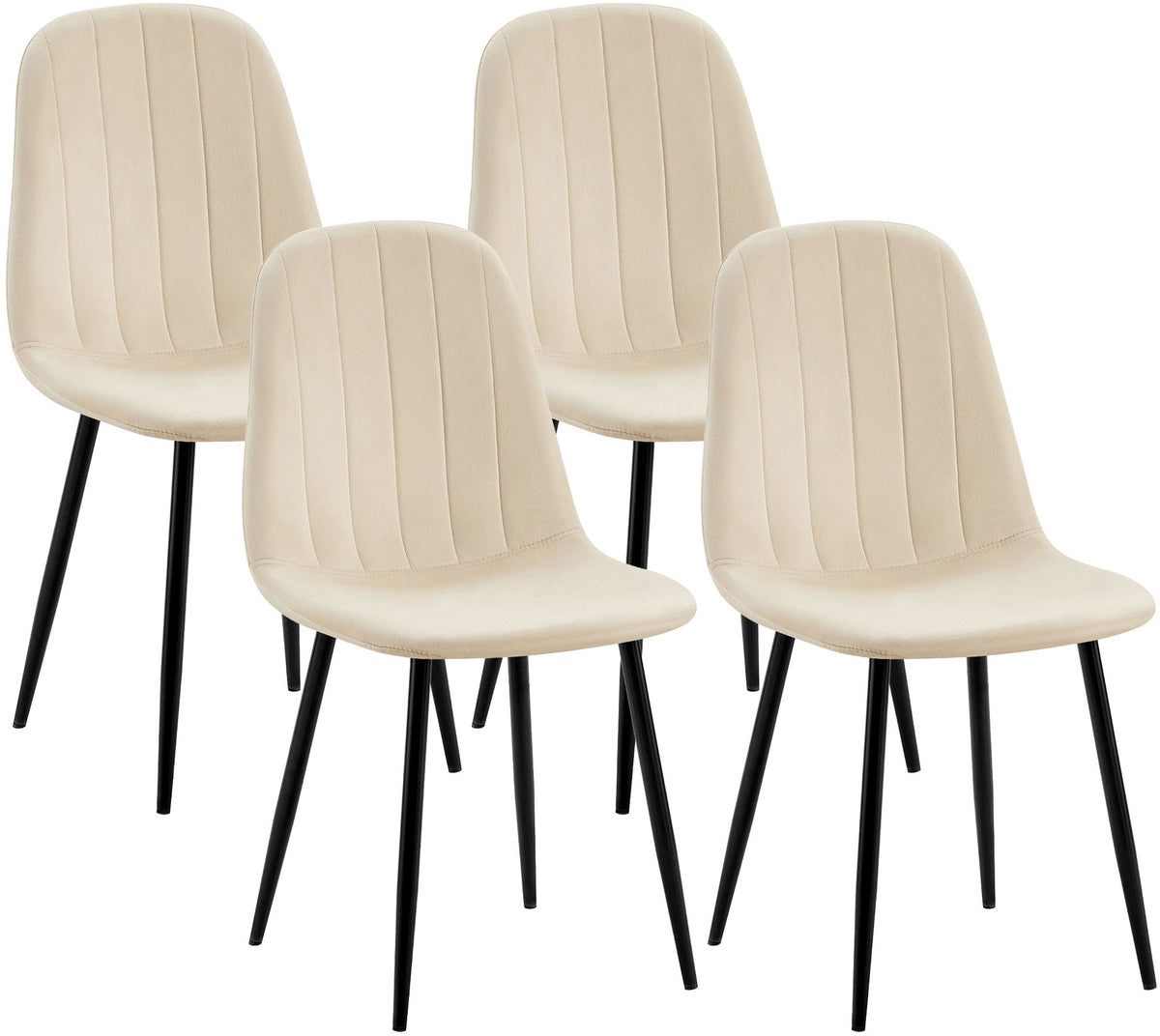 Set van 4 eetkamerstoelen Baxter fluweel creme creme