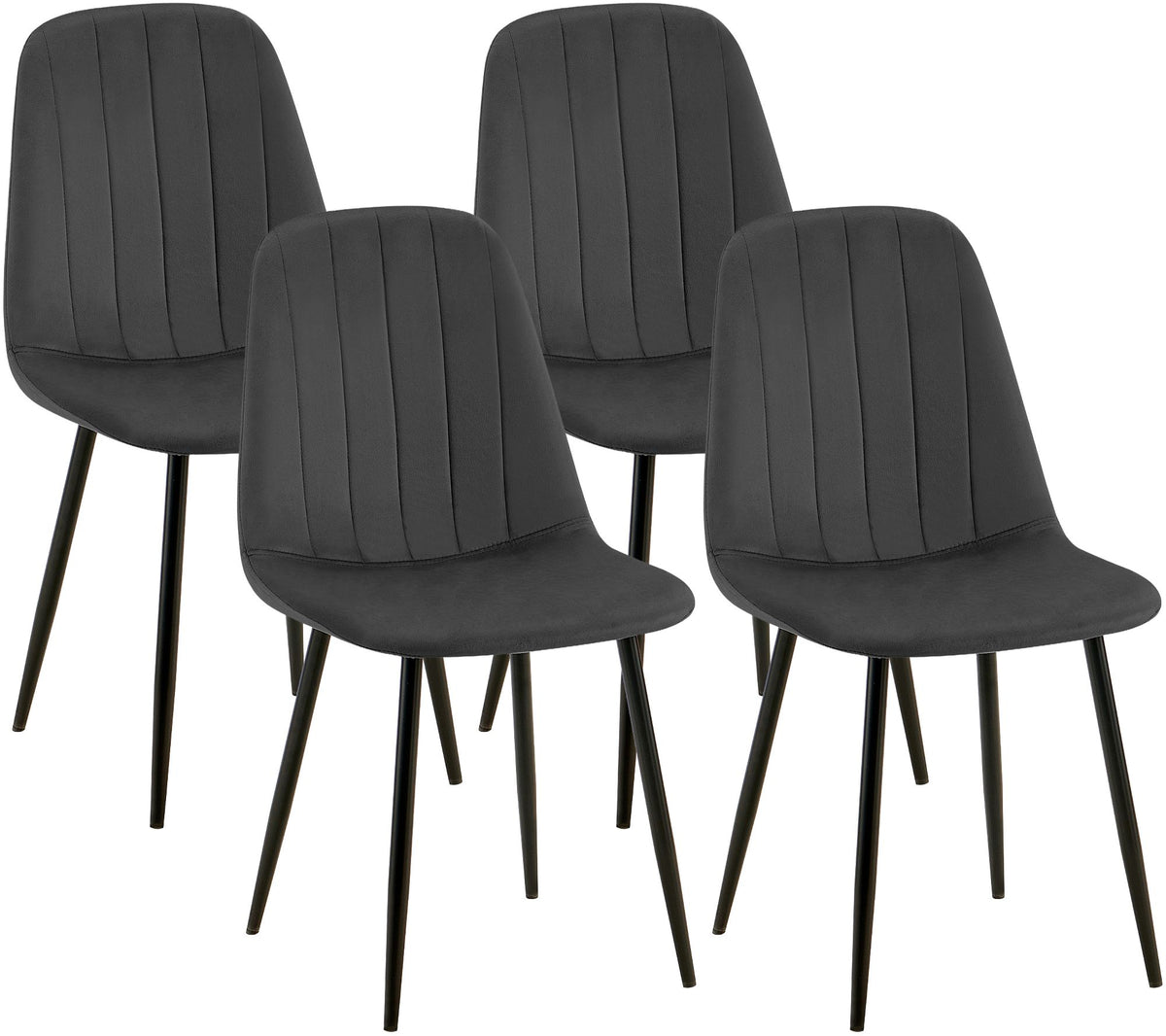 Set van 4 eetkamerstoelen Baxter fluweel donkergrijs dunkelgrau