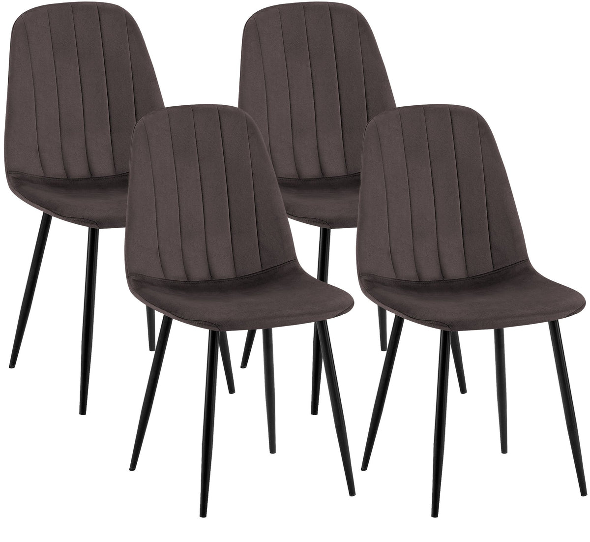 Set van 4 eetkamerstoelen Baxter fluweel bruin braun
