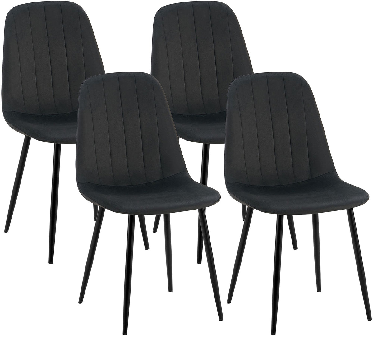 Set van 4 eetkamerstoelen Baxter fluweel zwart schwarz