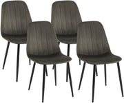 Set van 4 eetkamerstoelen Baxter fluweel antraciet anthrazit
