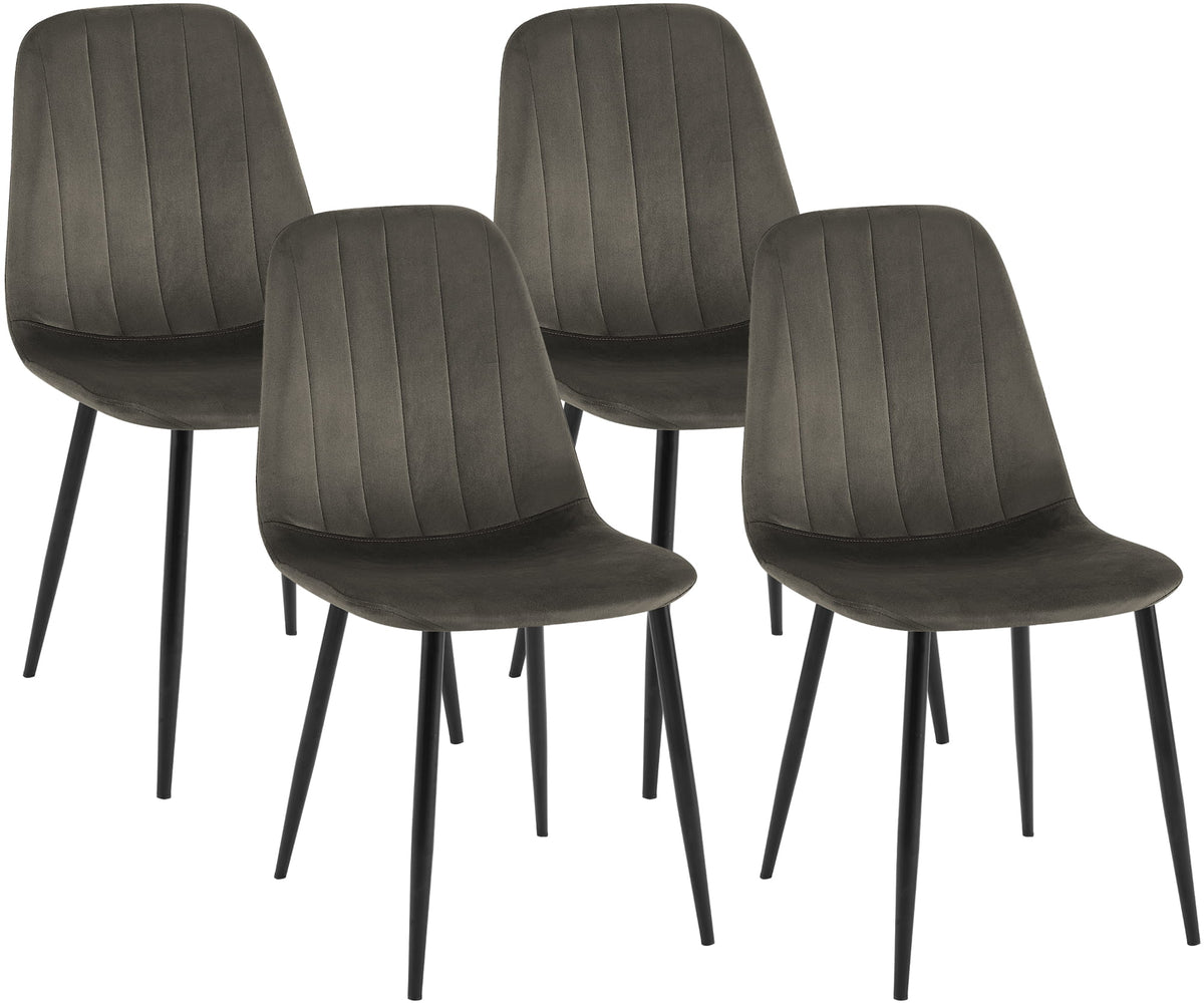 Set van 4 eetkamerstoelen Baxter fluweel antraciet anthrazit