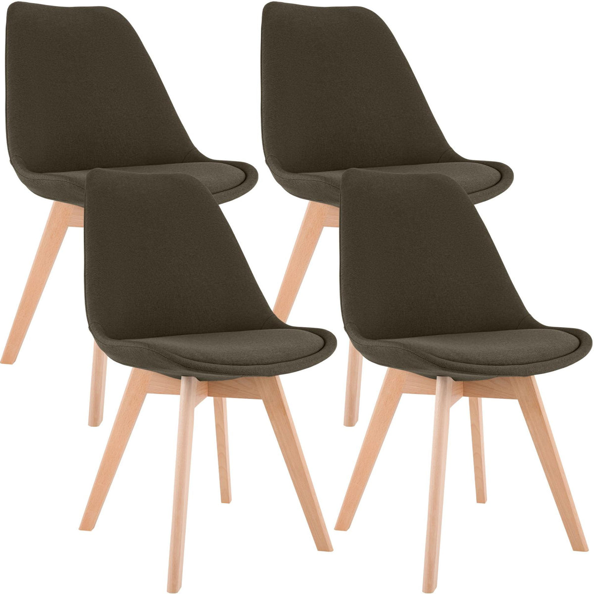 4er Set Stuhl Linares Stoff braun