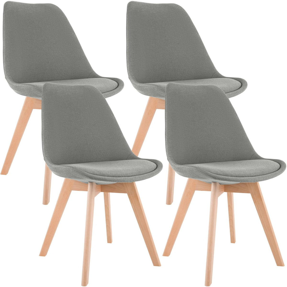 4er Set Stuhl Linares Stoff hellgrau