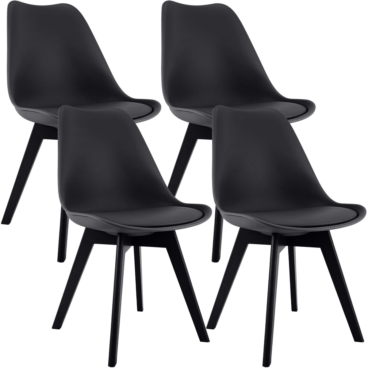4er Set Stuhl Linares Kunststoff schwarz/schwarz