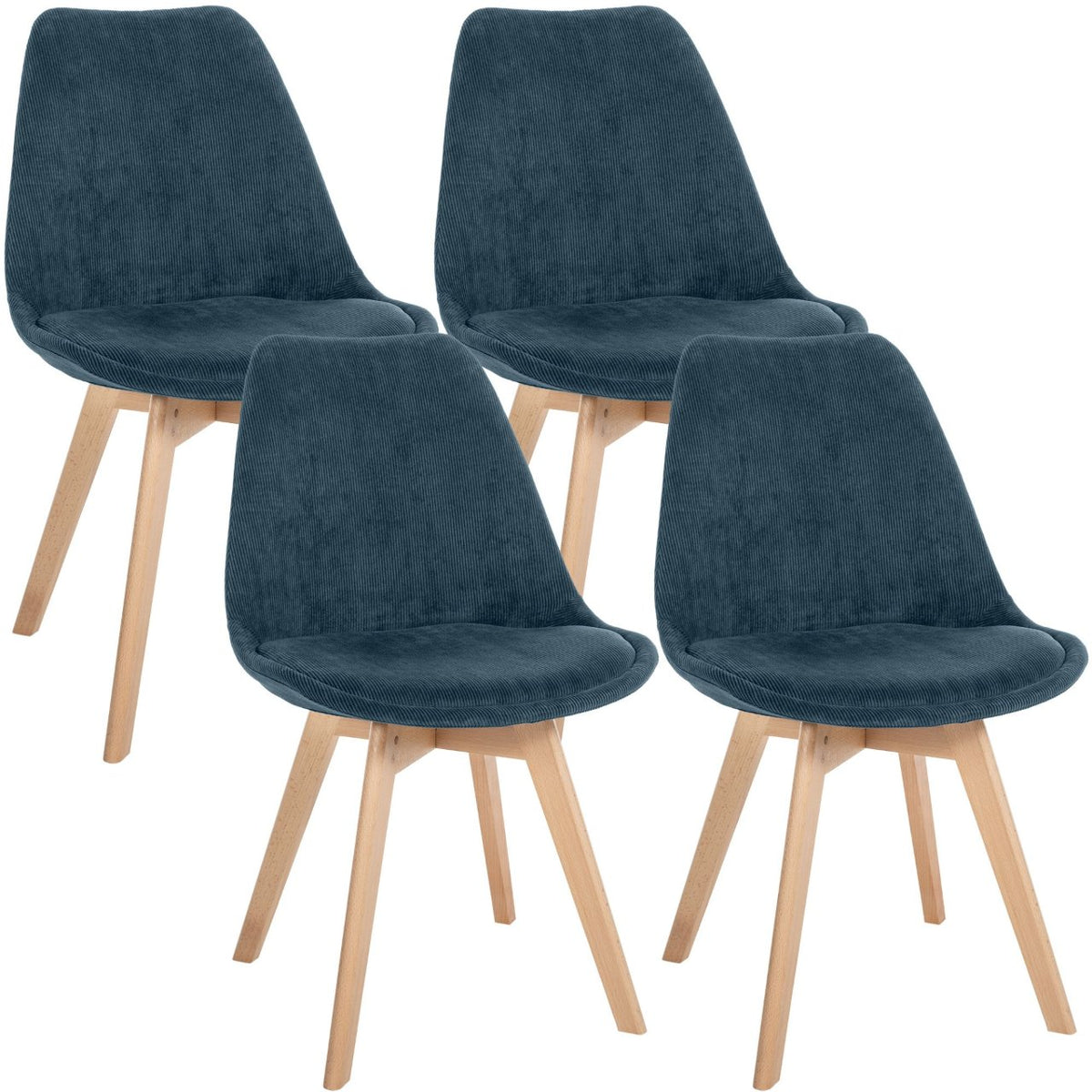 4er Set Stuhl Linares Cord dunkelblau
