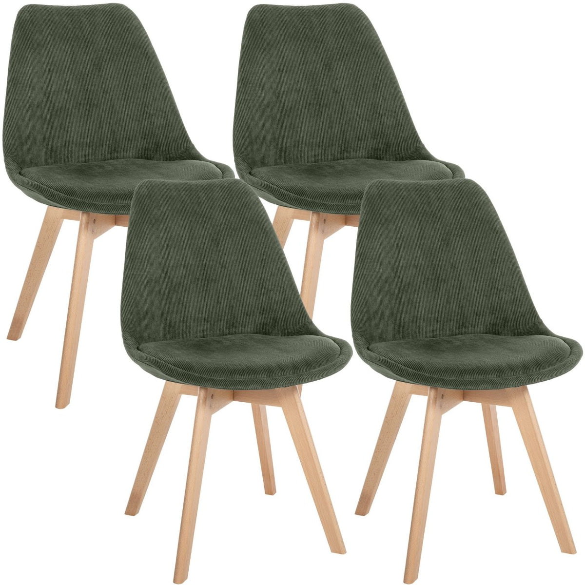 4er Set Stuhl Linares Cord grün