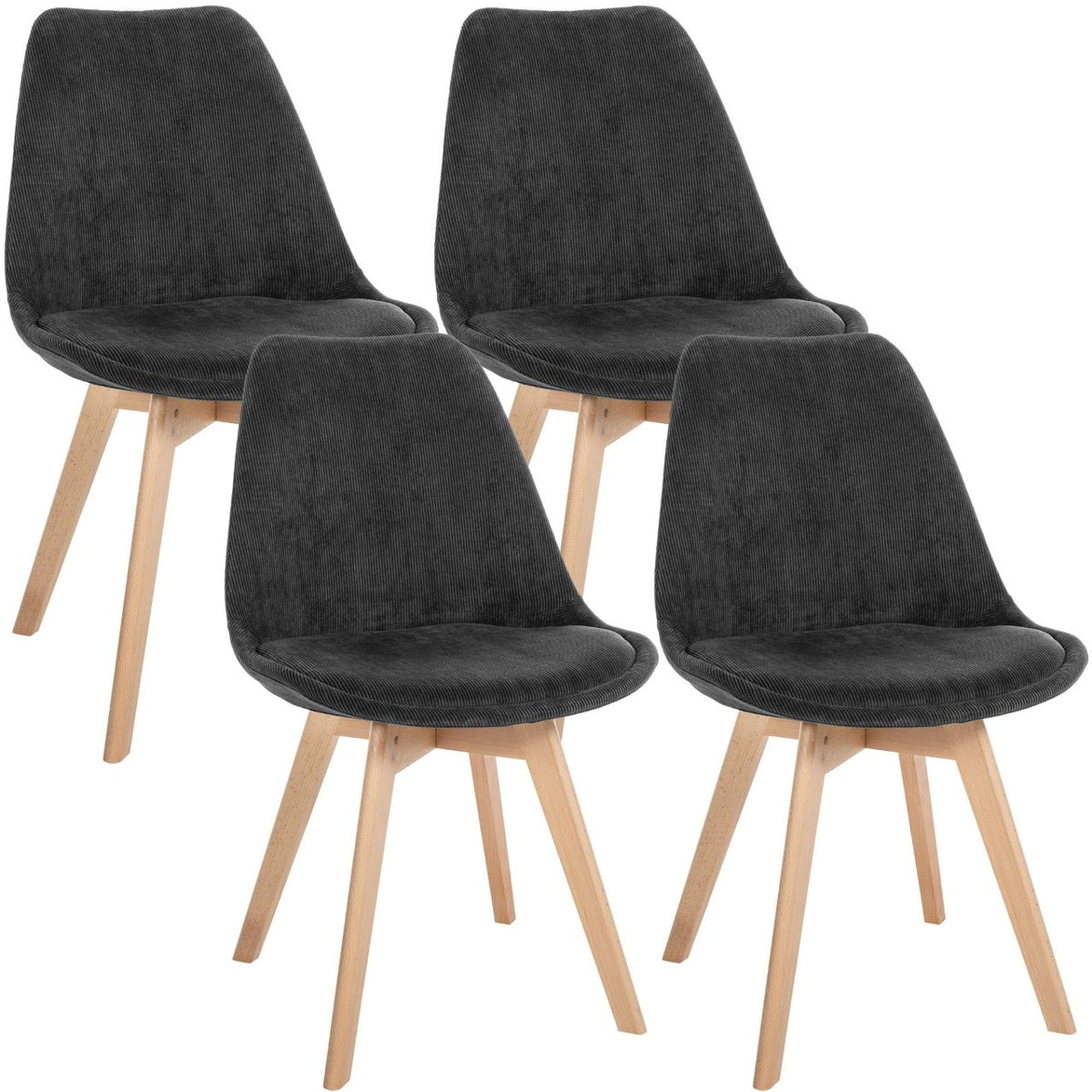 4er Set Stuhl Linares Cord anthrazit