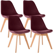 4er Set Stuhl Linares Samt bordeauxrot