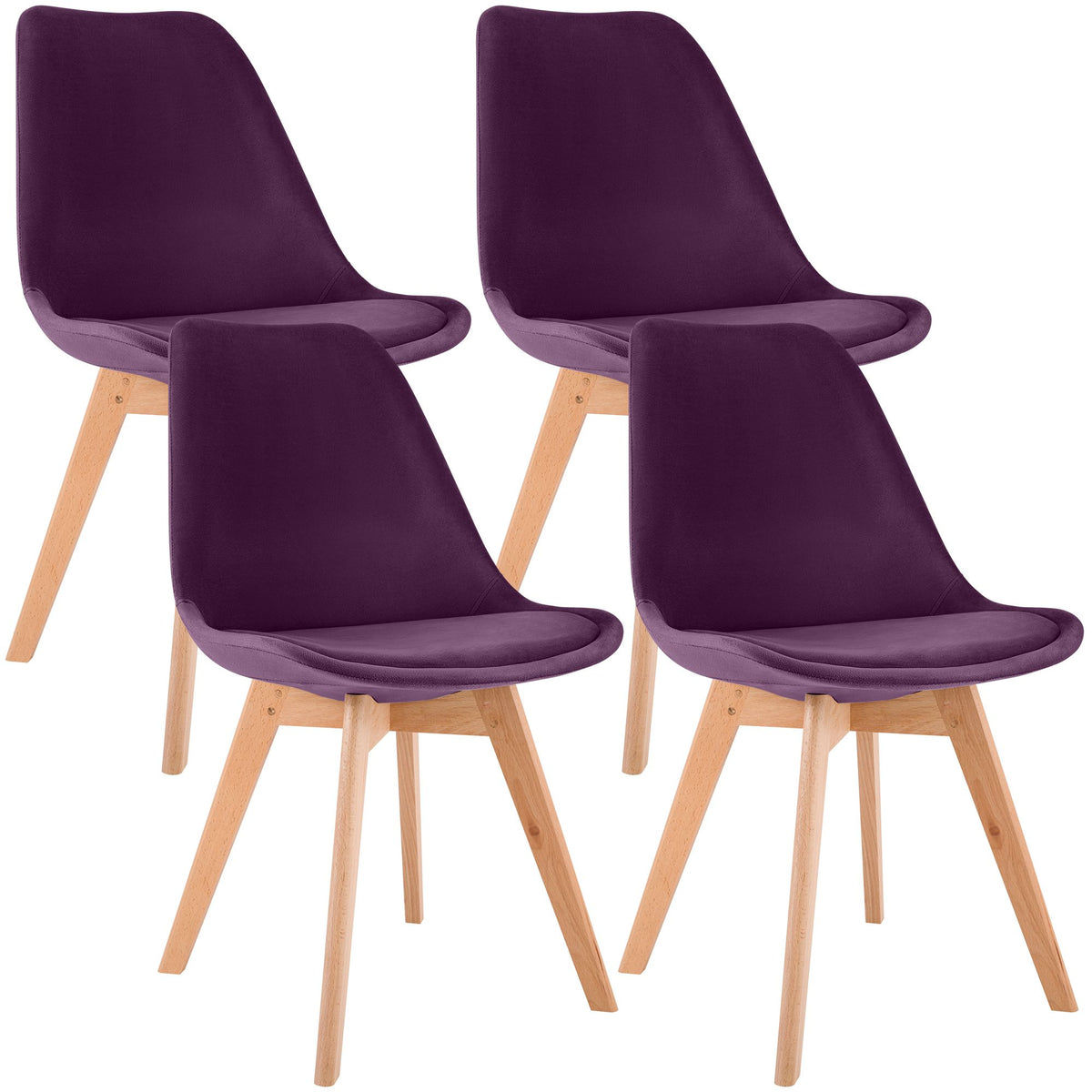 4er Set Stuhl Linares Samt lila